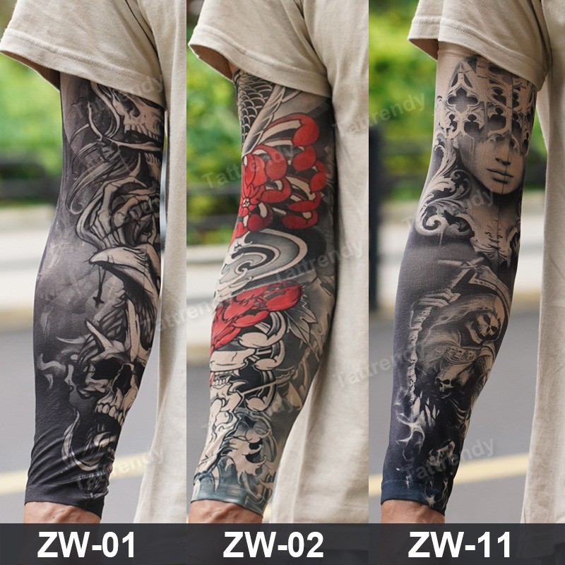 3 Pçs/pace Braço Mangas Capa Proteção Solar Uv Para Homens Mulheres Legal Totem Crânio Dragão Tatuagem Design Manga Desl