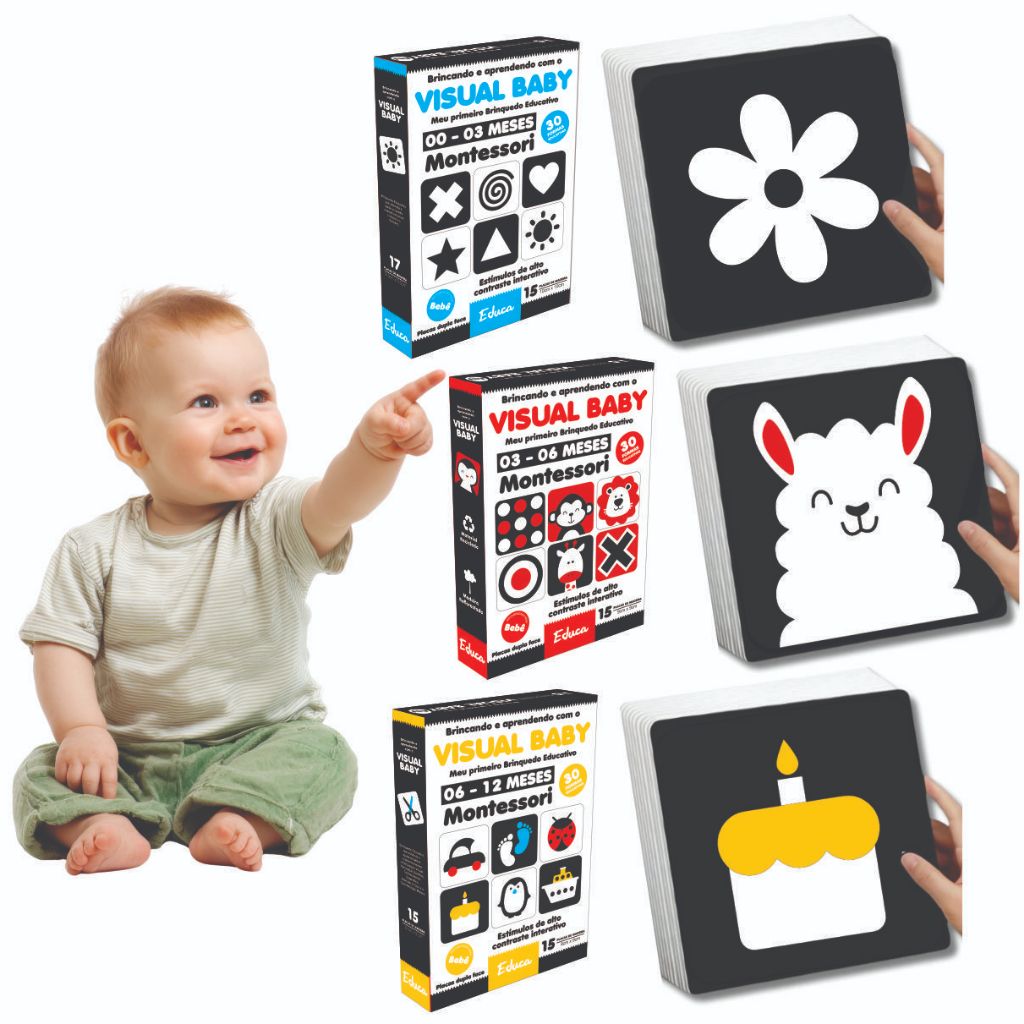 Plaquinhas Preto Branco Colorido Educação Precoce Flash Cards  Bebê 0-12 Meses Brinquedos Educativos