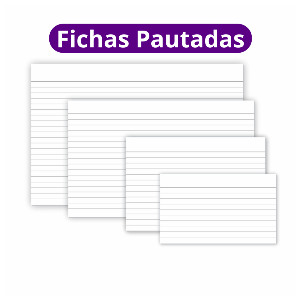Fichas Pautadas em Papel Cartão para Flash Card Anotações Tamanhos 3x5 4x6 5x8 6x9