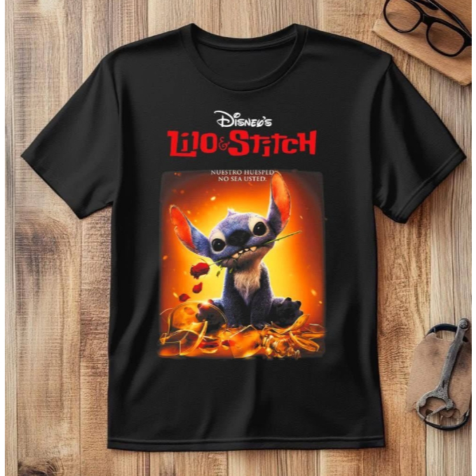 Camiseta Básica lançamento 2025 Filme Lillo Stitch Desenho Moda Cartoon Envio Rápido