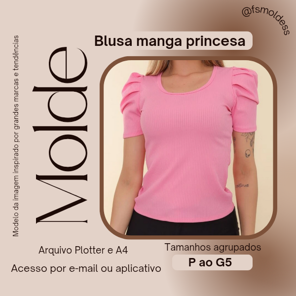 Molde blusa manga princesa