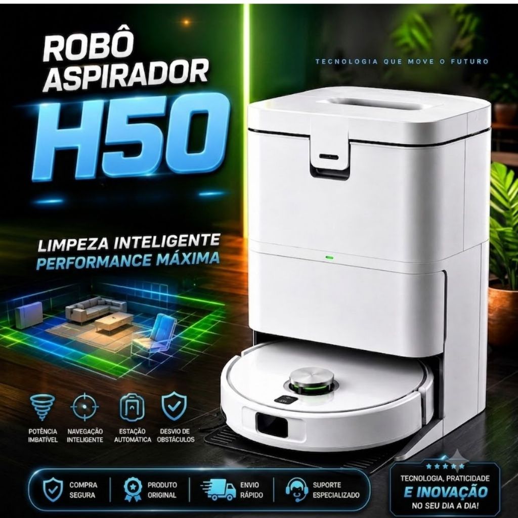 Robô Aspirador Robot Vacuum H50 E H50 PROM BHR9218US /8000PA/ 5200MAH / 110V/220V - BRANCO