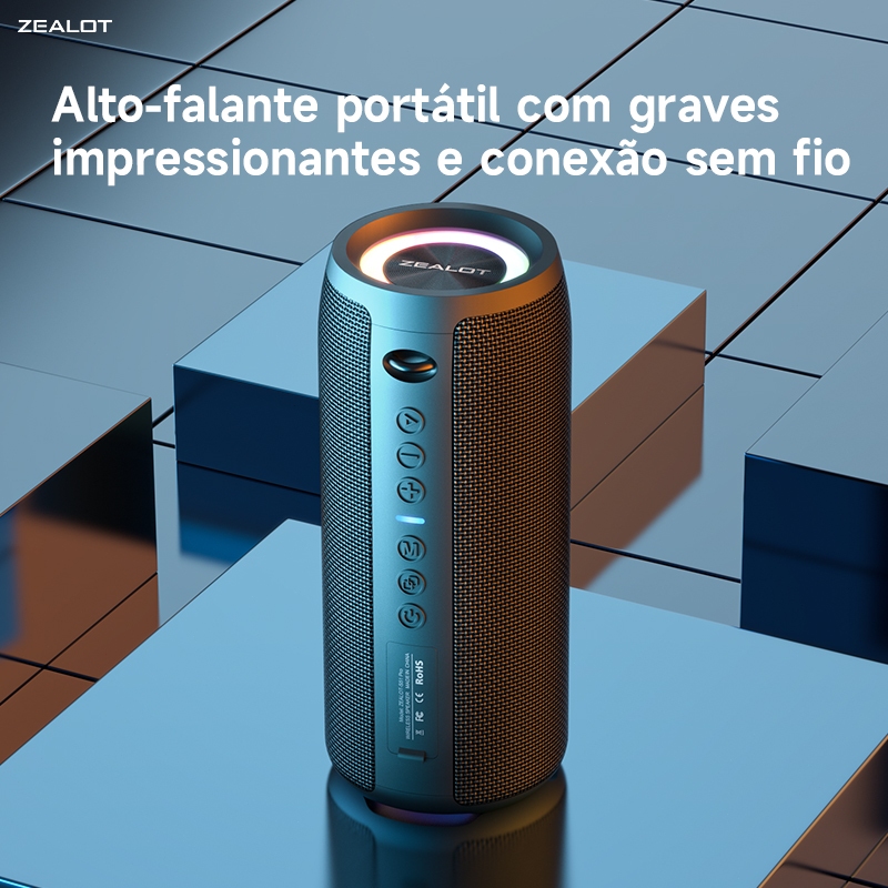 ZEALOT S51Pro Alto-falante Bluetooth Colorido 40W IPX6 Bateria 5200mAh PD45W QC18W Tipo-C Suporta Cartão TF