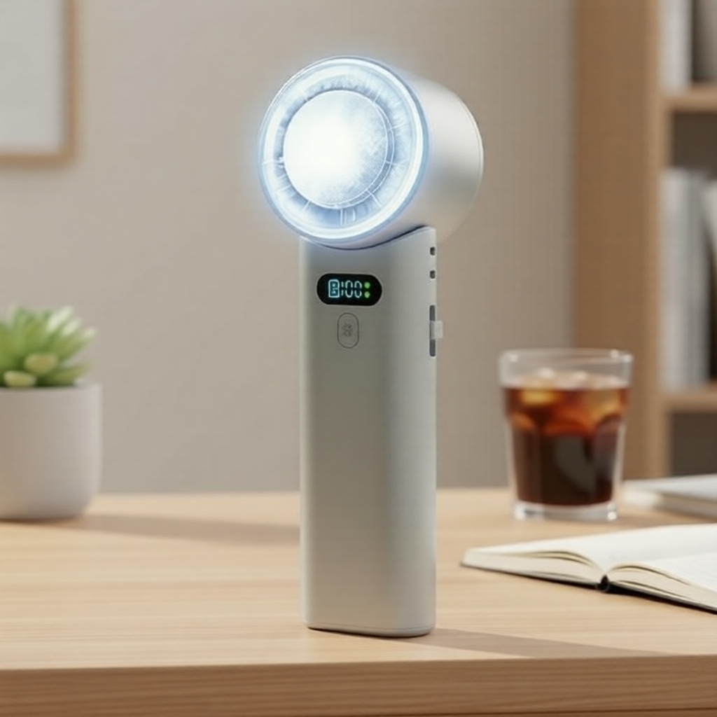 Ventilador de mão portátil com refrigeração a gelo de alta velocidade 5200mAh, sem degraus, 100 velocidades, dobrável,