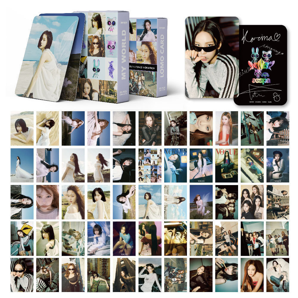 Hallyu Star LOMO Card AESPA Novo álbum MyWorld Merchandise Support Card 55 peças KARINA GISELLE