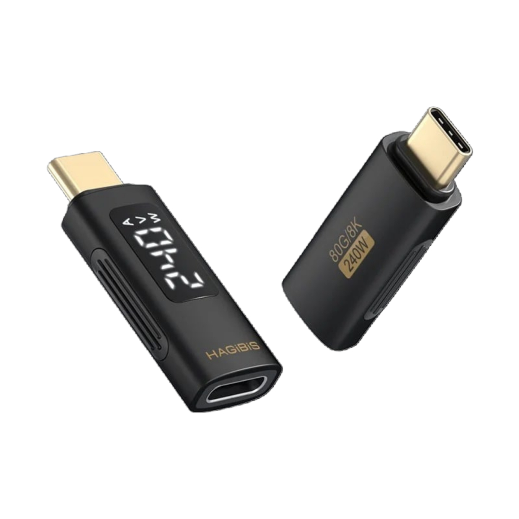 Adaptador USB-C Com Display LED 240W 80Gbps 8K Hagibis USB4 Thunderbolt PD Carregamento Rápido