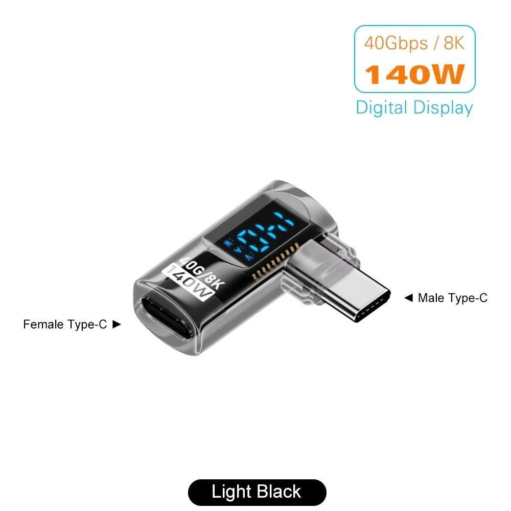 Adaptador Tipo C , USB-Em Forma De U De 90 Graus USB4 De Ângulo Reto Com Display LED De 40 Gbps