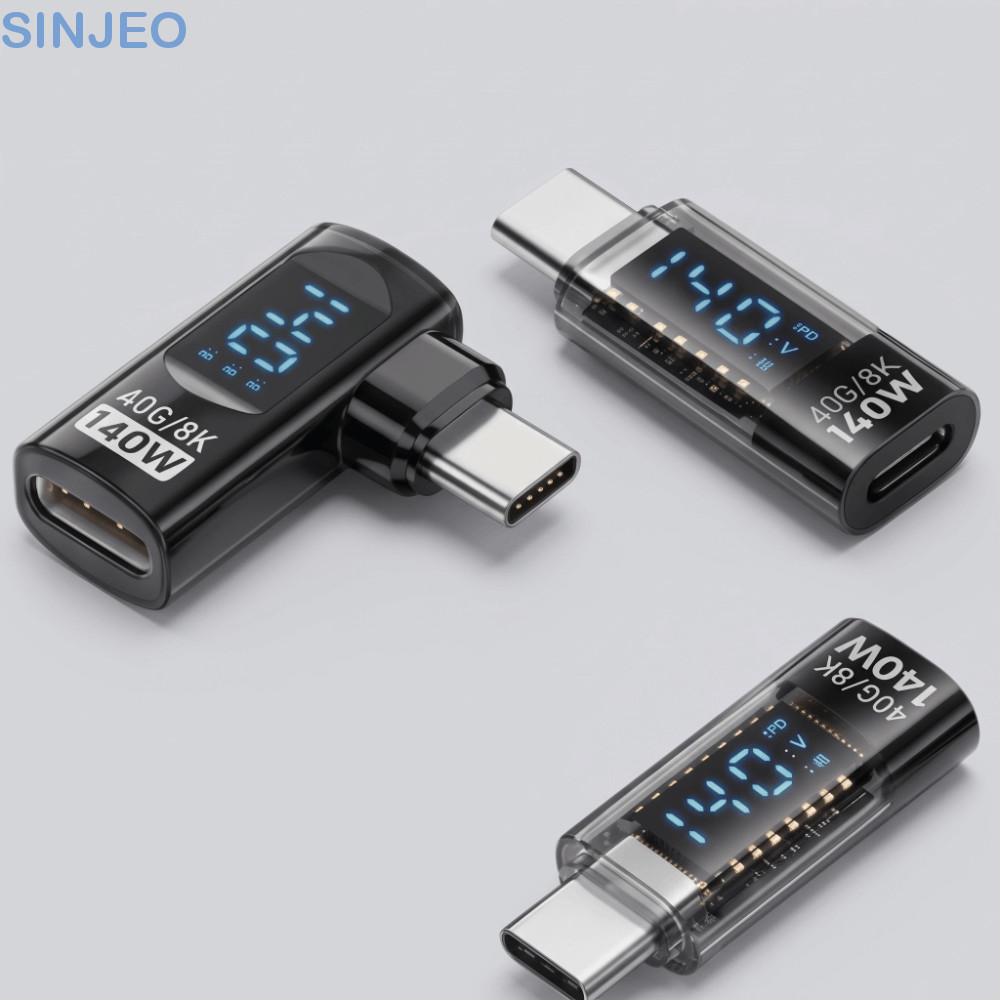 Adaptador SINJEO Tipo C , USB-Em Forma De U De 90 Graus , Display LED USB4 De Ângulo Reto De 40 Gbps