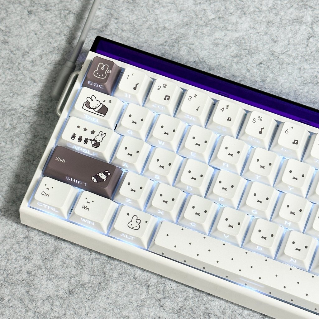 Miffy Keycap Cherry Profile 82/100 Teclas PBT Sublimação De Tinta Wooting60 Aula F75 Cute Cartoon White Bunny Side Print