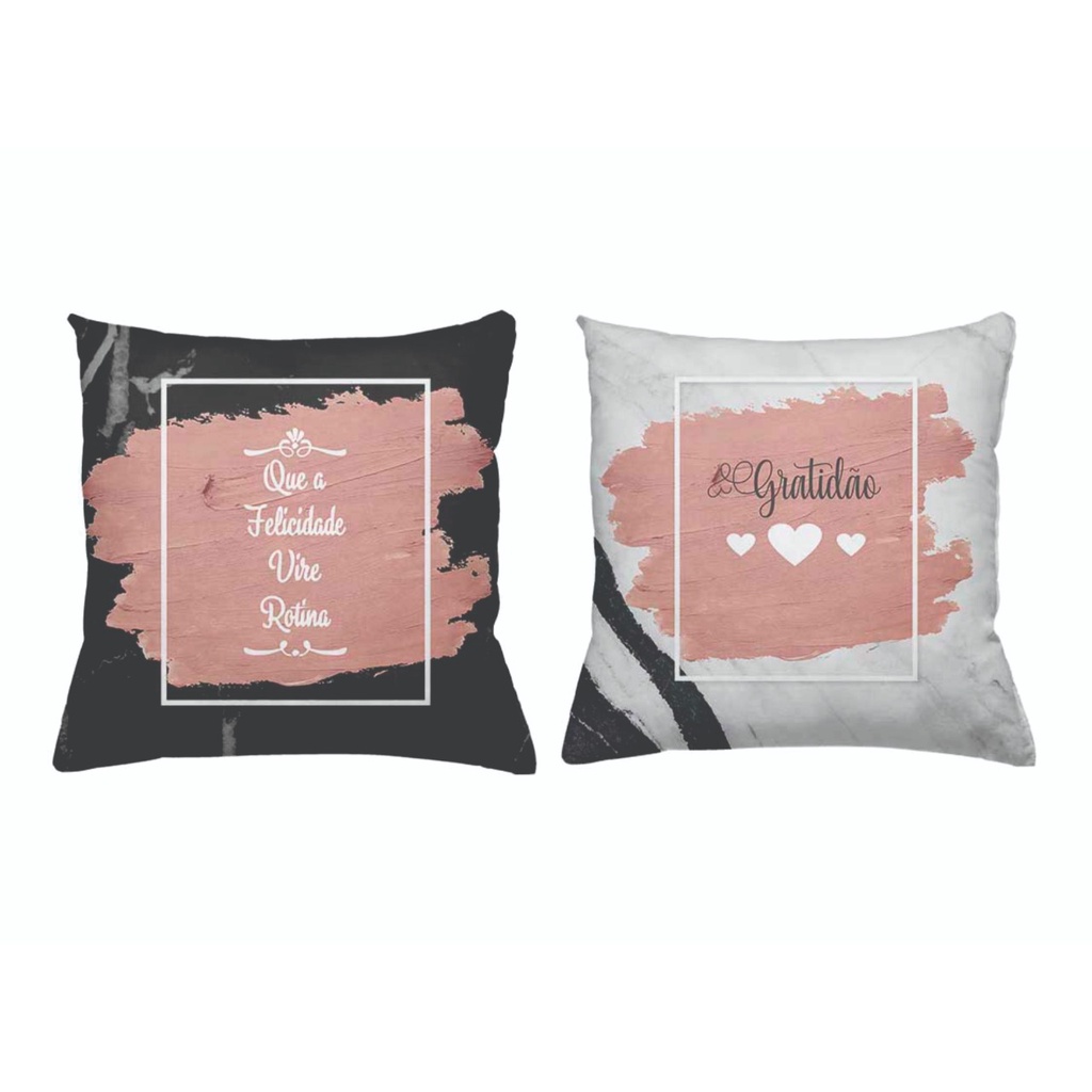 Kit 02 Capas da Almofada Decorativas Sublimadas Para o Lar 45cm x 45cm Percal C Ziper Modern Print