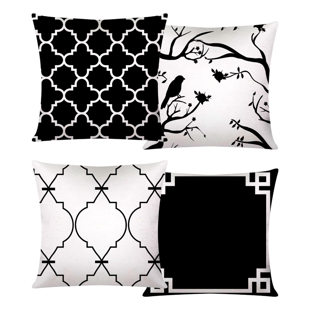 Kit 04 Capa De Almofada Cheia De Luxo Estampa Modern Print