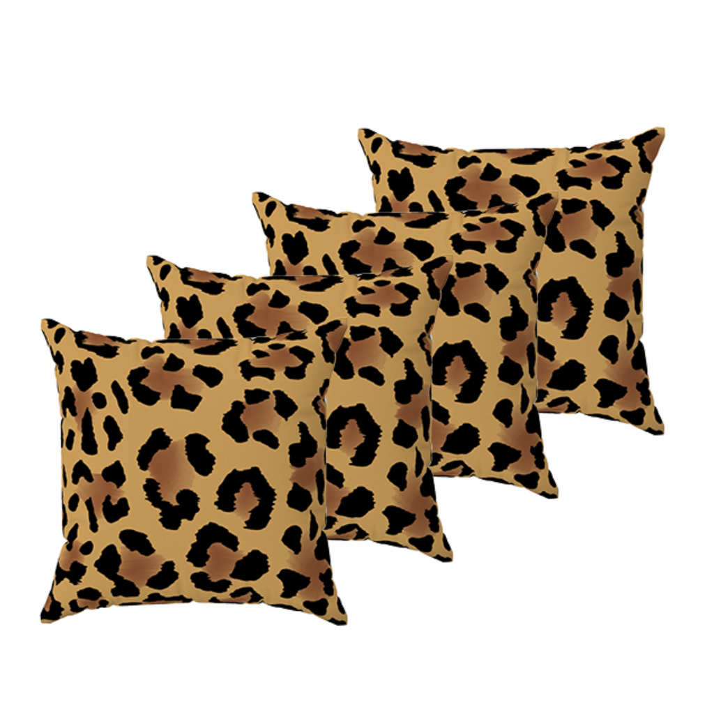 Kit 4 capas de almofada decorativa 45x45cm Animal print Leopardo