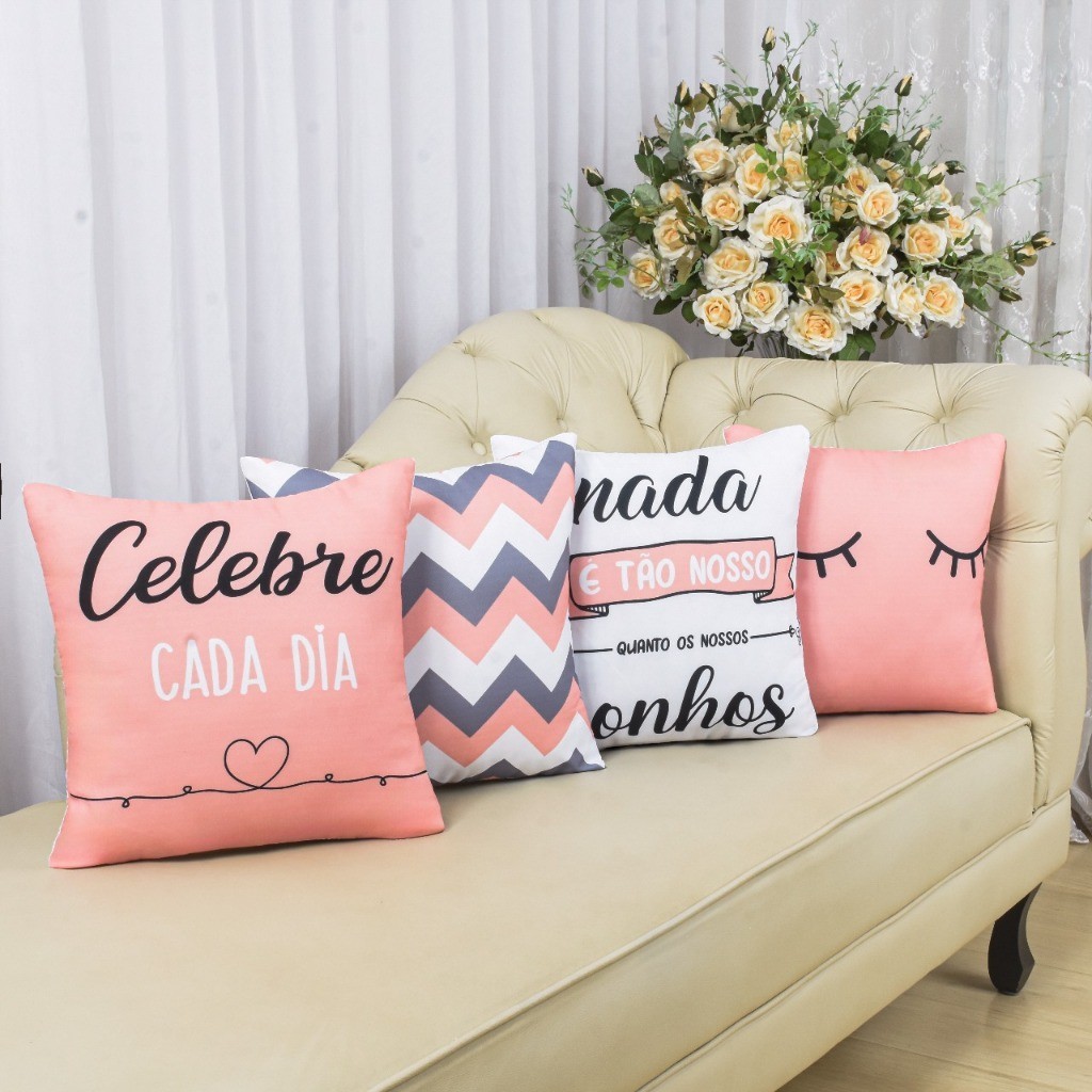 Kit com 4 Capas de Almofada Decorativas Modern Print 45x45 - Celebre
