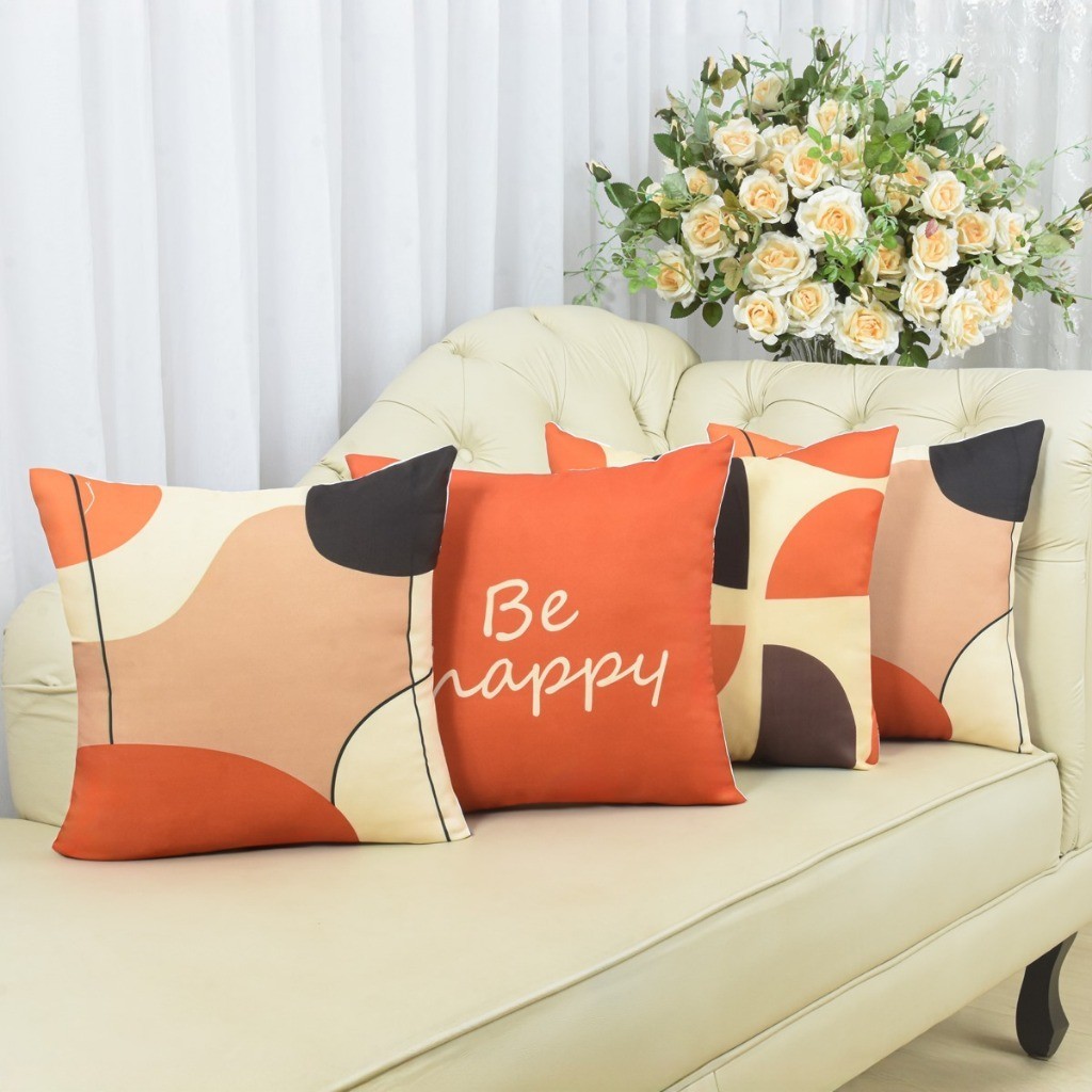Kit com 4 Capas de Almofada Decorativas Modern Print 45x45 - Be Happy