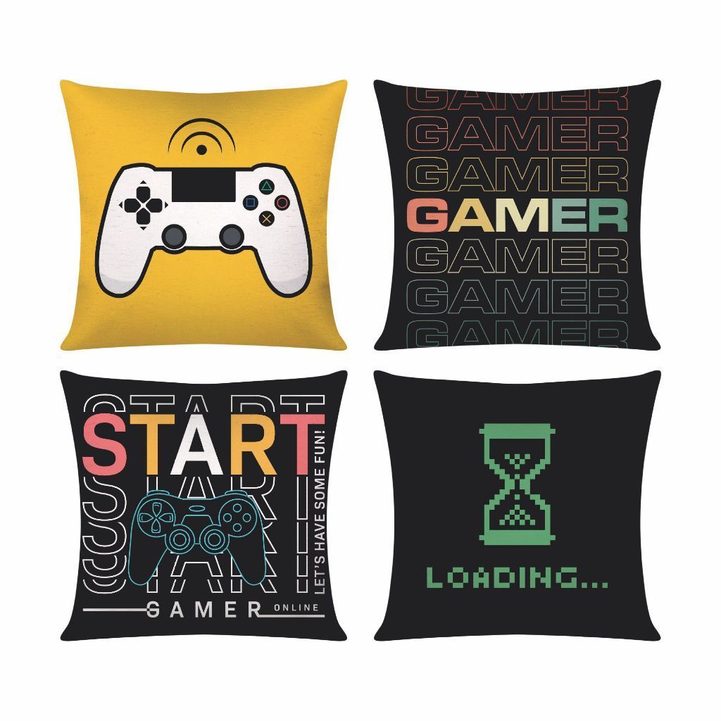Kit c/ 4 Capas de Almofada Decorativas Modern Print 42x42 - Kit Gamers