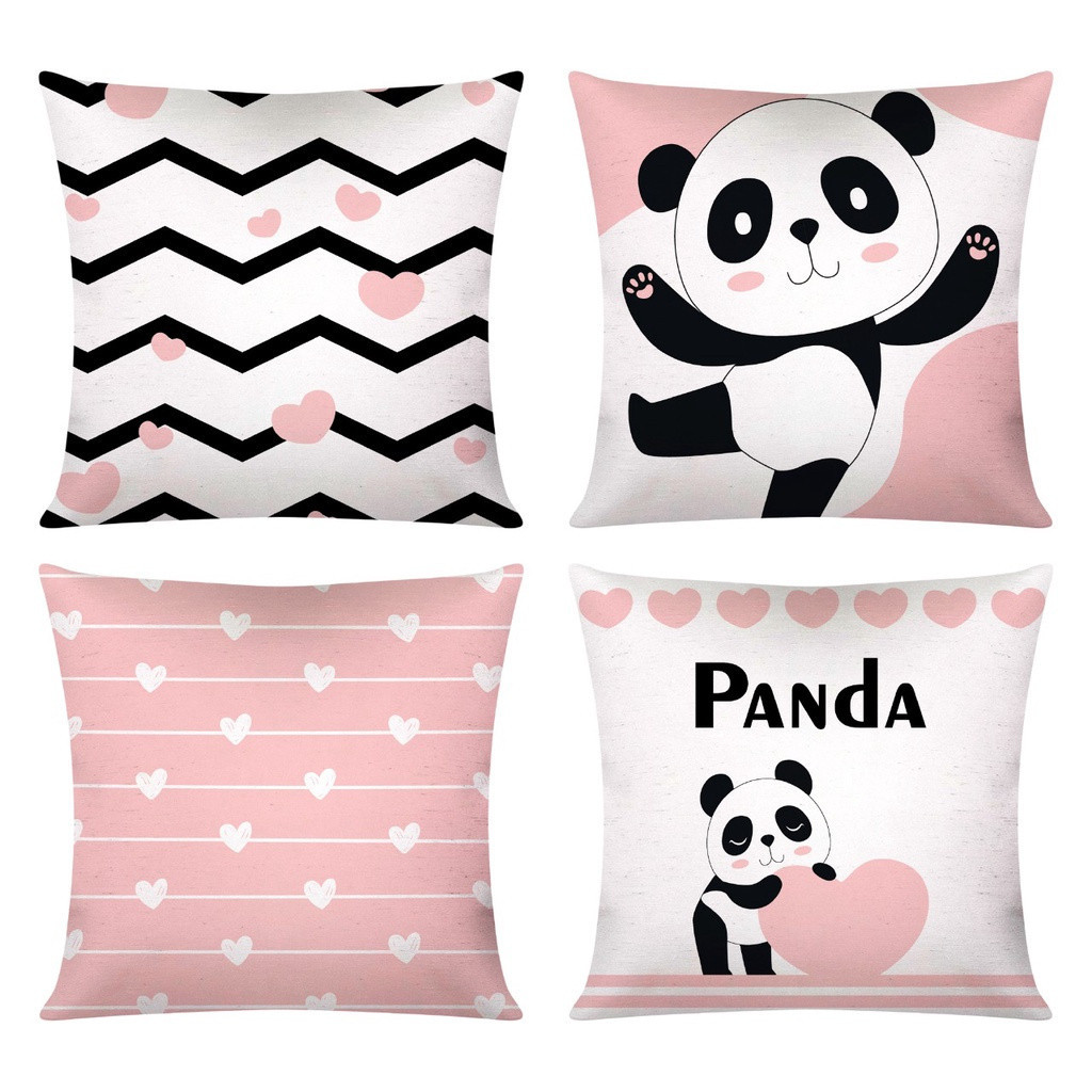 Kit c/ 4 Capas de Almofada Decorativas Modern Print 45x45 PANDA