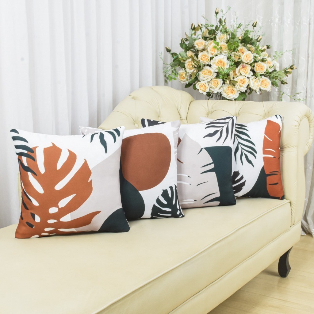 Kit com 4 Capas de Almofada Decorativas Modern Print 45x45 - Folhagem Americana