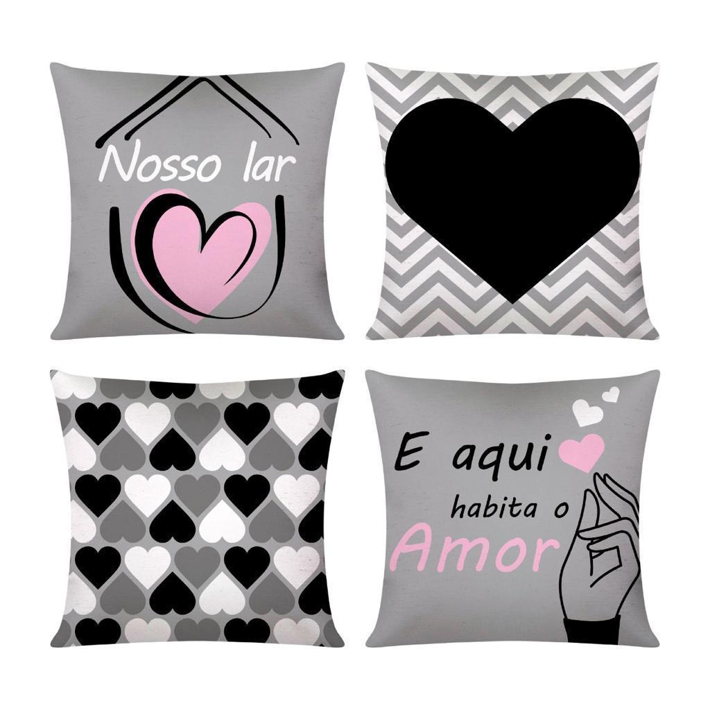 Kit c/ 4 Capas de Almofada Decorativas Modern Print 42x42 - Kits Nosso Lar