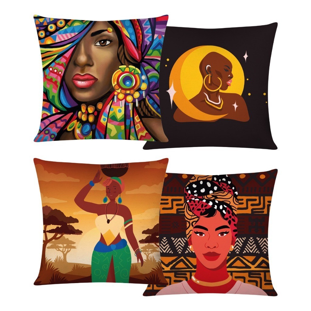 Kit c/ 4 Capas de Almofada Decorativas Modern Print 42x42 - Kits Africanos