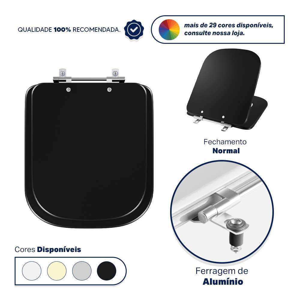 Assento Sanitário Axis Ébano Fosco (Preto Fosco) para vaso Deca
