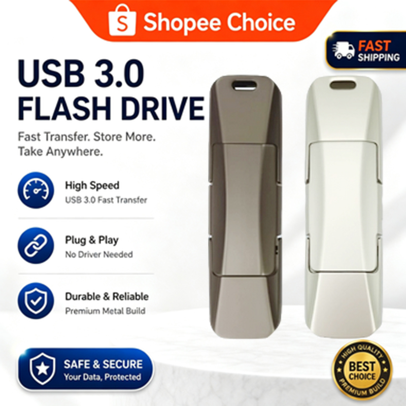 Nova unidade flash metálica criativa tipo C com 2 portas, transferência ultrarrápida USB 3.0, 32GB 64GB 128GB à prova