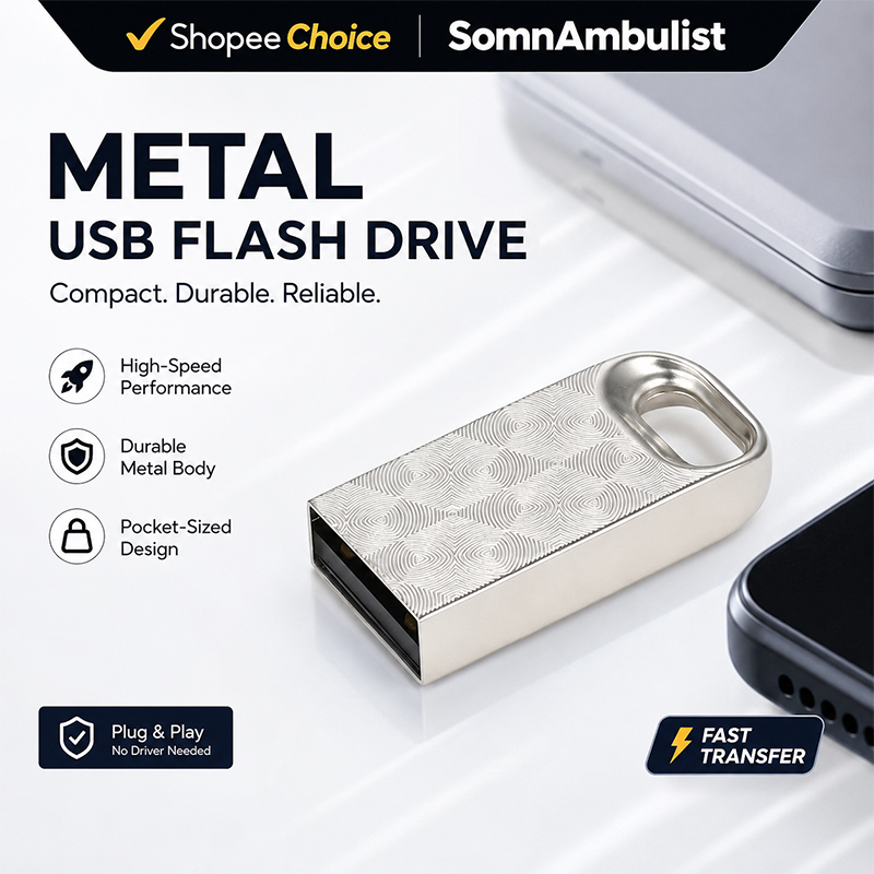 USB Flash Drive 128GB 64GB Metal à Prova d'Água Pendrive para SomnAmbulist PC e Laptop