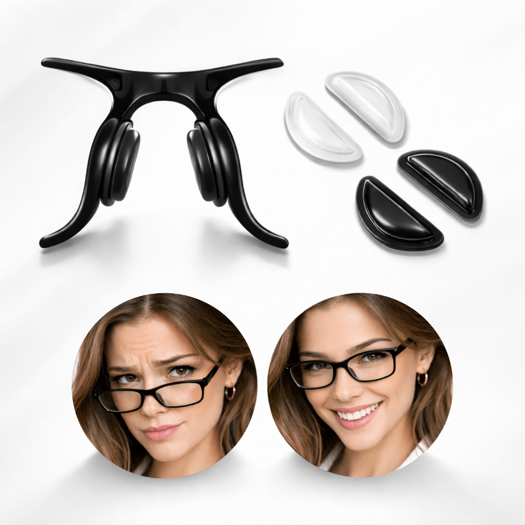 Kit Almofada de Apoio para Armação de Óculos de grau ou sol Preto ou Transparente Plaqueta Nasal