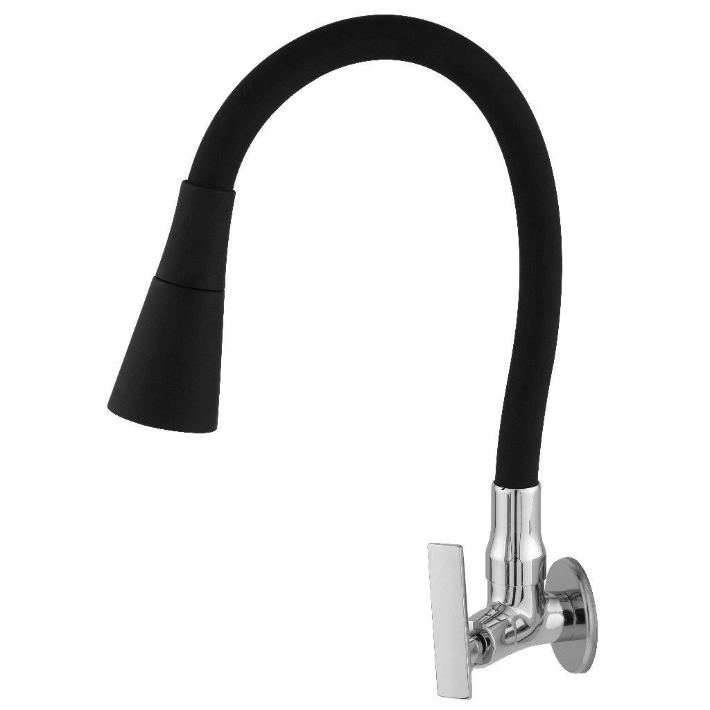 Torneira Fort Metais Safira Parede Bica Movel 1/2 C70 Tubo Silicone Soft Black 1/4 Volta 8558