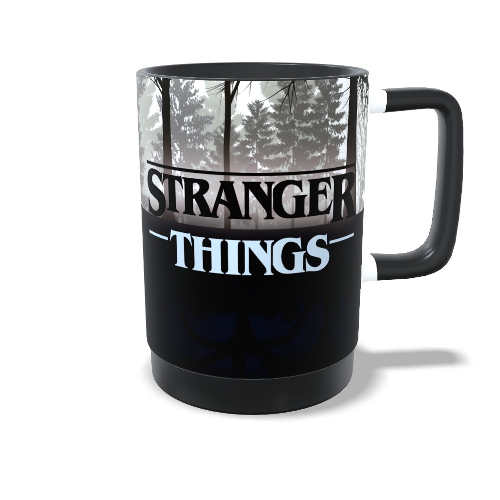 Caneca  Stranger Things Alça Soft e Base em Silicone com Interior Preto