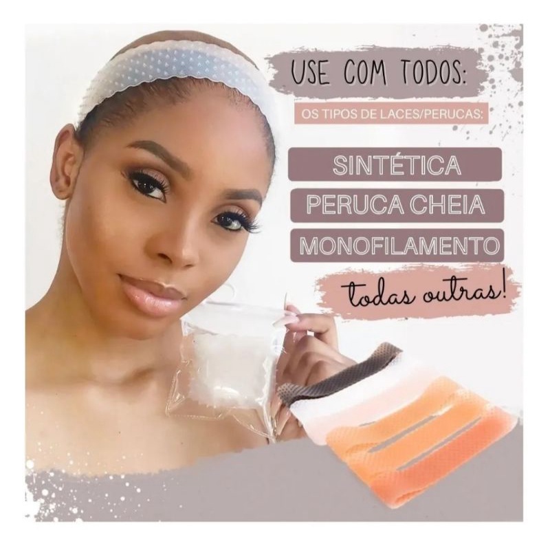 Faixa Hair Grip Band De Silicone Bege Ou Preto