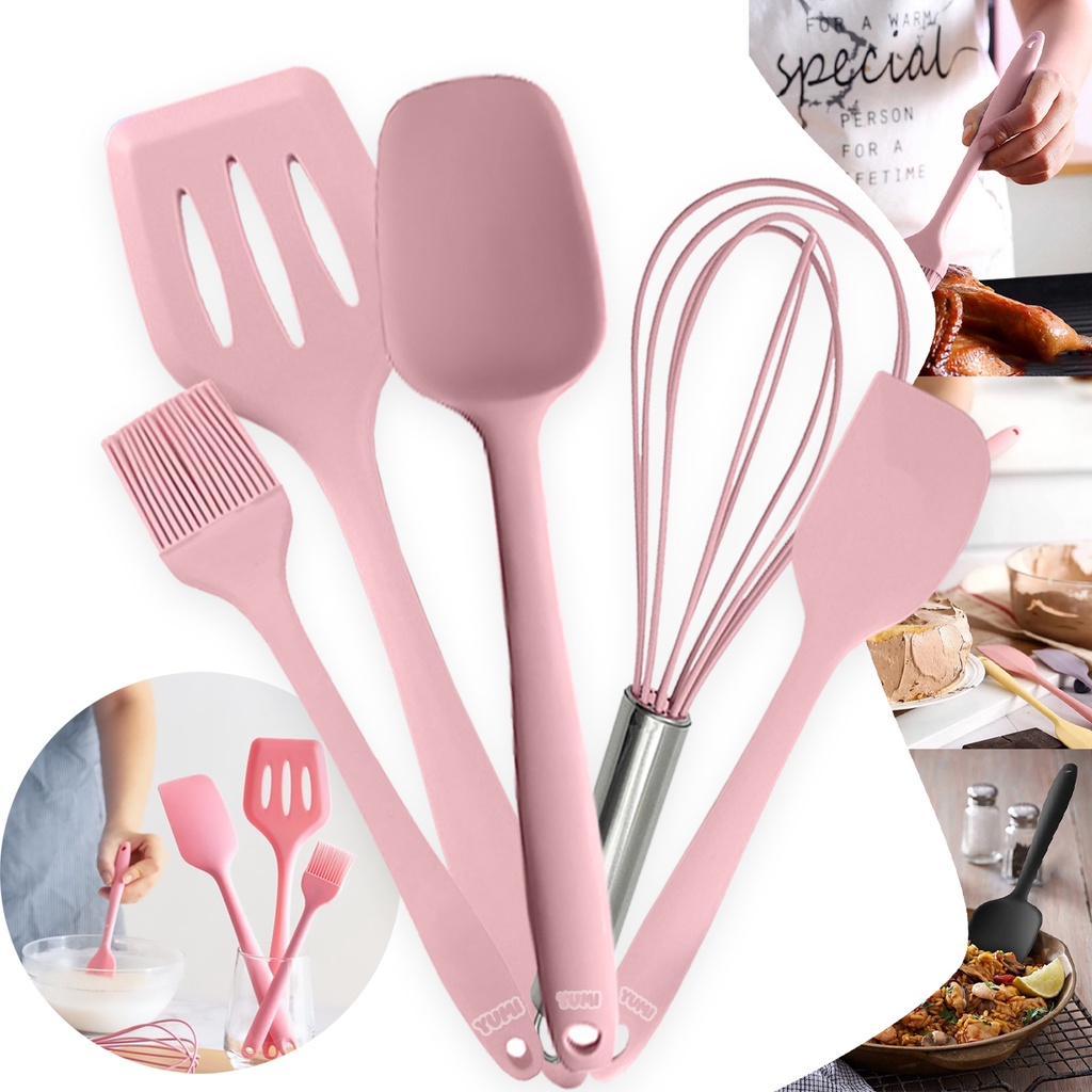 Utensílios De Cozinha De Silicone Premium Preto Black, Rosa ou Verde Livre de BPA Atóxico