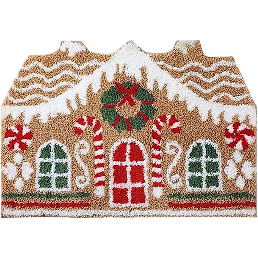 Christmas Bathroom Rug Soft Gingerbread House Bathroom Rugs Non-Slip Strong Absorbent Bath Mat for Home Office Hotel, 20