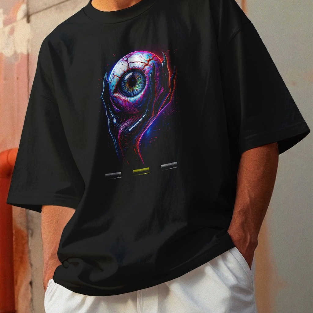 Camiseta Oversized Gola Alta Streetwear Algodão Estilo Urbano Treino Casual Preto Estamp Todas Ocasiões CYBERPUNK 13