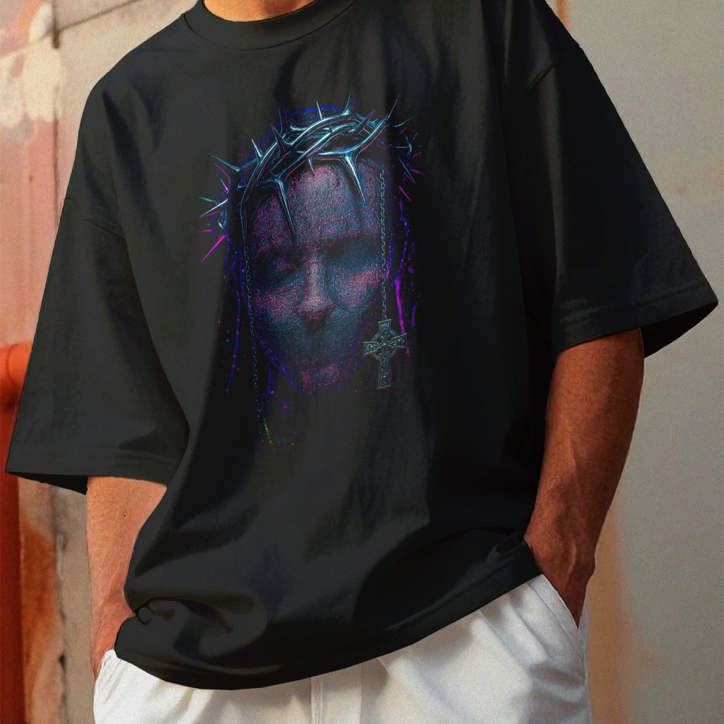 Camiseta Oversized Gola Alta Streetwear Algodão Estilo Urbano Treino Casual Preto Estamp Todas Ocasiões CYBERPUNK 44