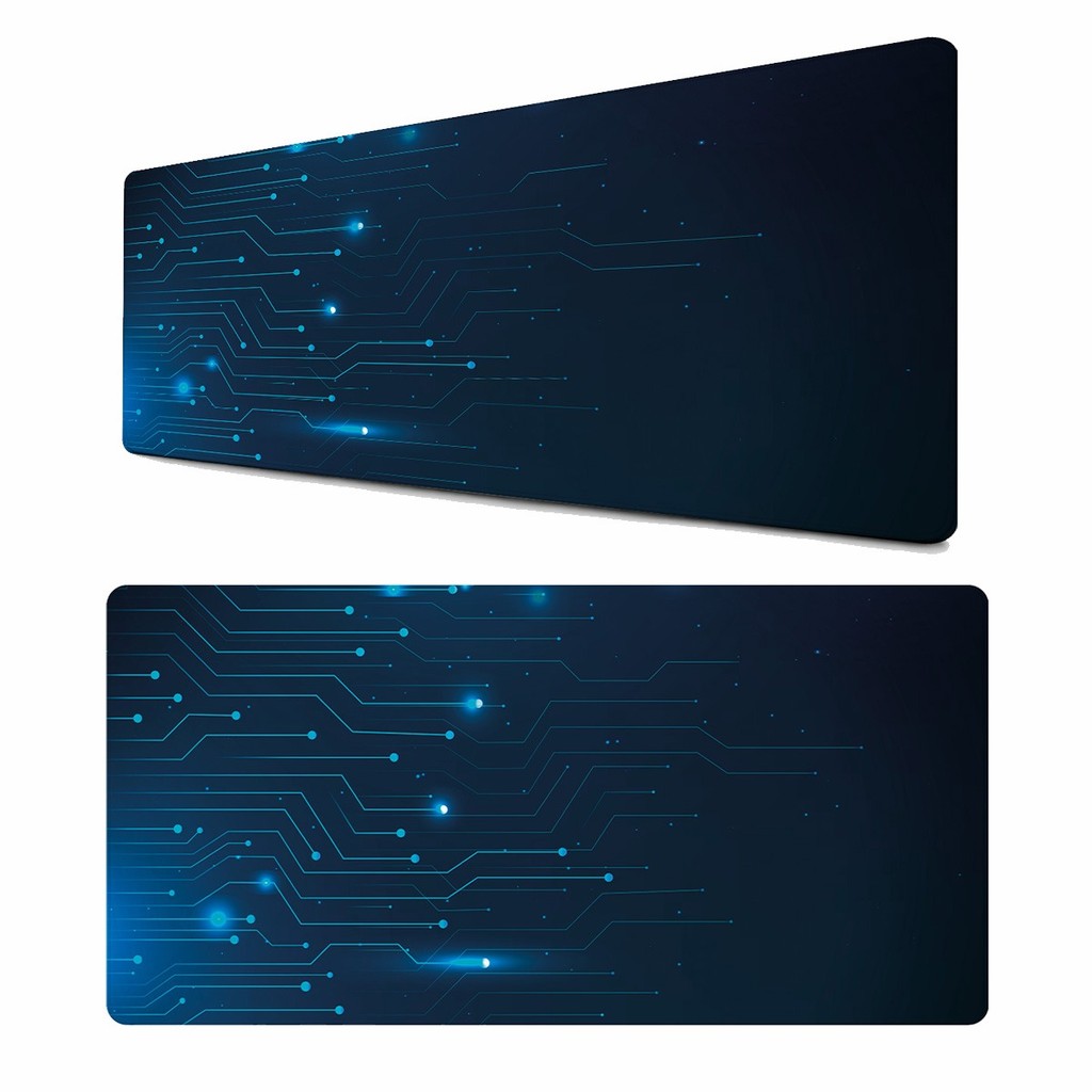 Tapete Mouse Pad Tecnologia Azul Gamer Desk Mat Para Mesa PC Teclado Acessório Vários Tamanhos