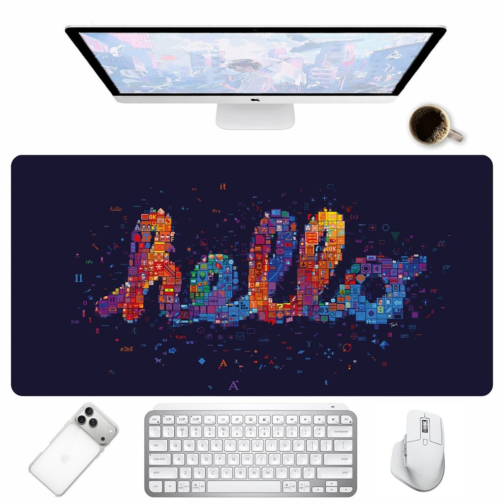 Tapete Mouse Pad Gamer Hello Colorido Desk Mat Para Teclado Mesa PC Acessório Escritório