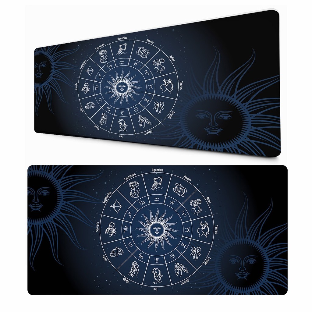 Tapete Mouse Pad Zodíaco Azul Astrologia Signos Desk Mat Para Teclado PC Gamer