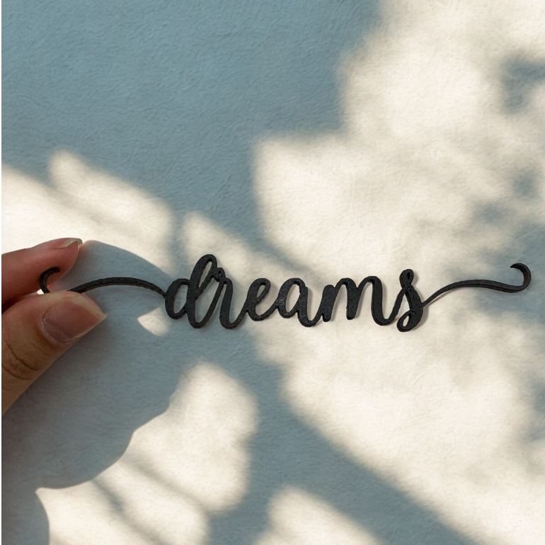 Palavras Decorativas Dreams Love Peace Joy MDf 3mm 15cm