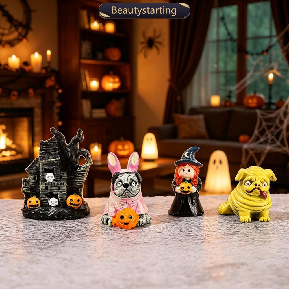 BEAUTYSTARTING 1Pc Ornamento Decorativo De Halloween Casa Mágica Cão Mágico Abóbora Mini Paisagem DIY Estatueta De Resin