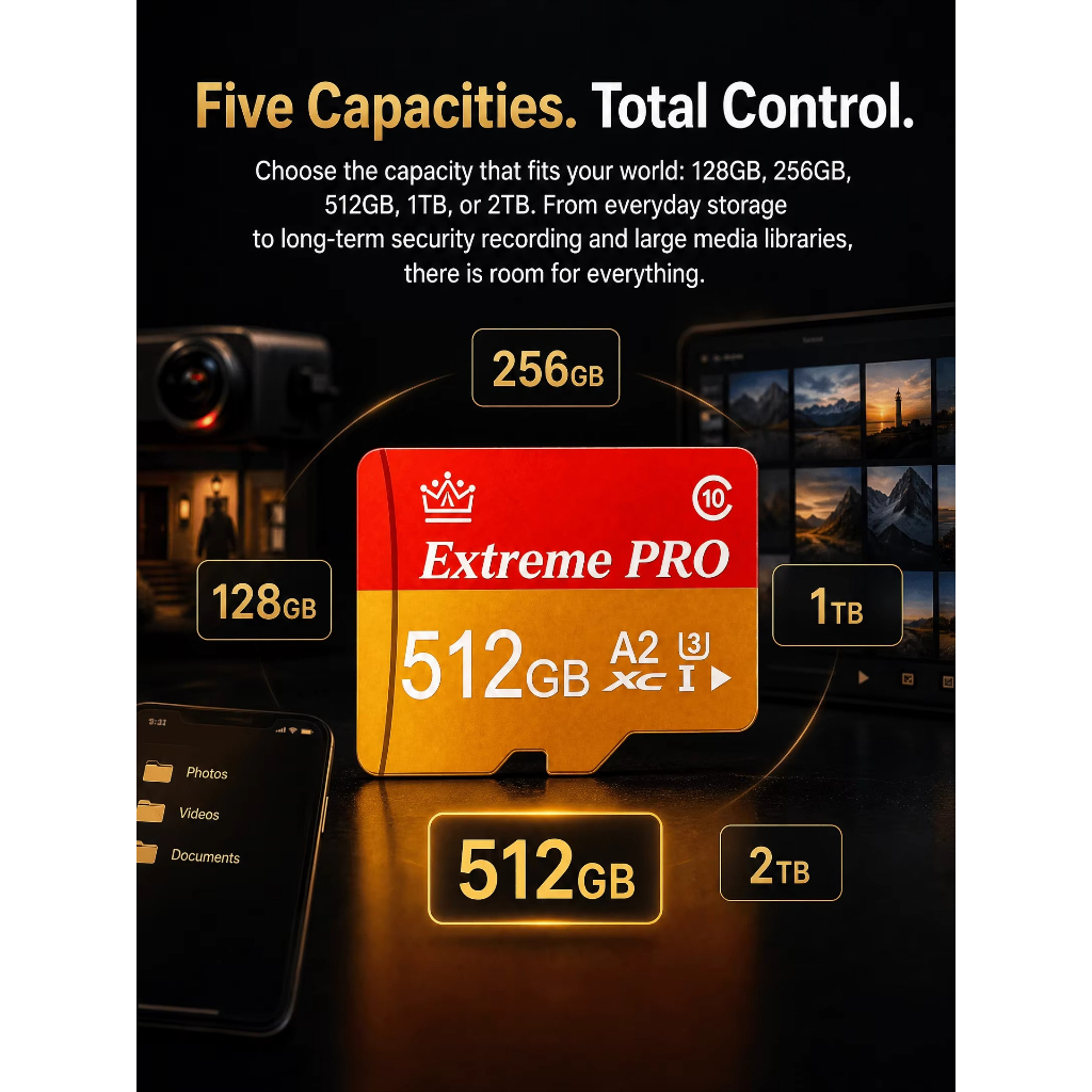 2026 Novo Cartão Micro TF SD 64GB 128GB 256GB 512GB1TB2TBHigh Speed Classe 10 De Memória À Prova D'água 4K Vídeo Flash C