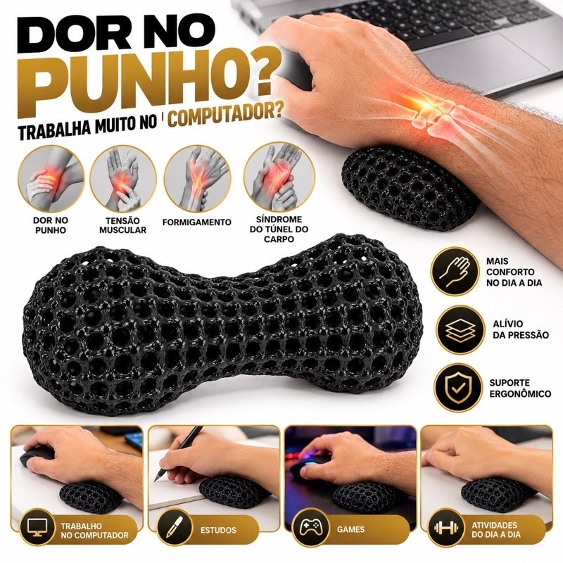 Apoio de Punho Ergonômico Deslizante para Mouse Suporte de Pulso Macio Confortável Home Office Gamer