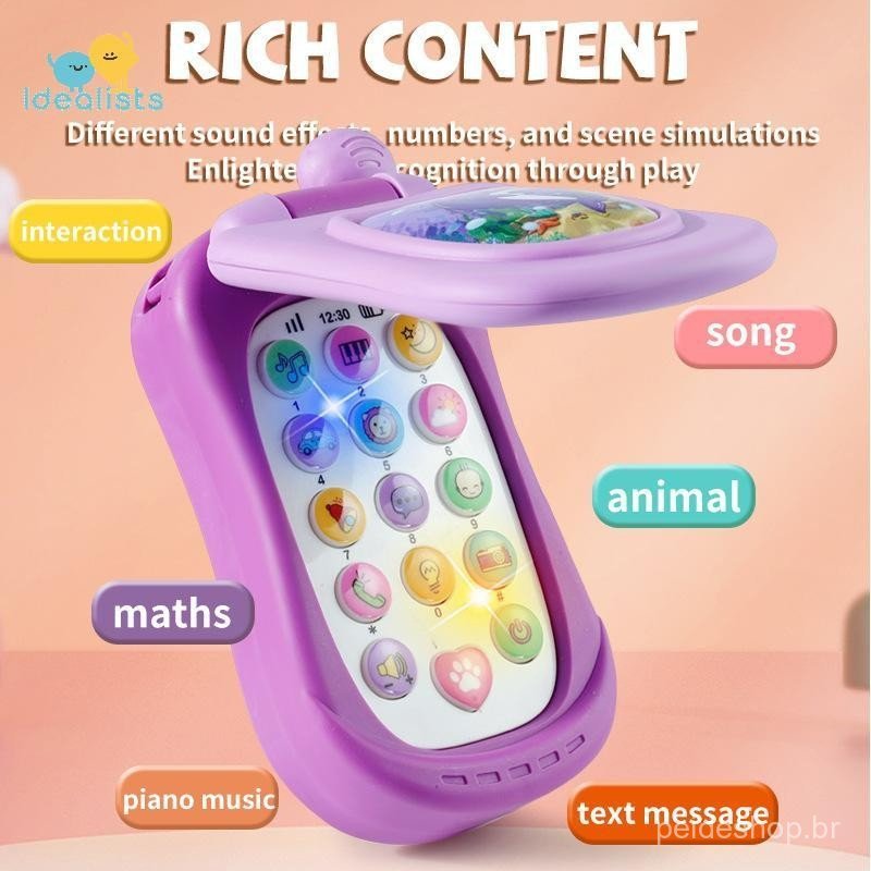 Idealistas Simulação De Desenhos Animados Flip Phone Música Educacional Telefone Brinquedo Criança Educação Vozes Precoc