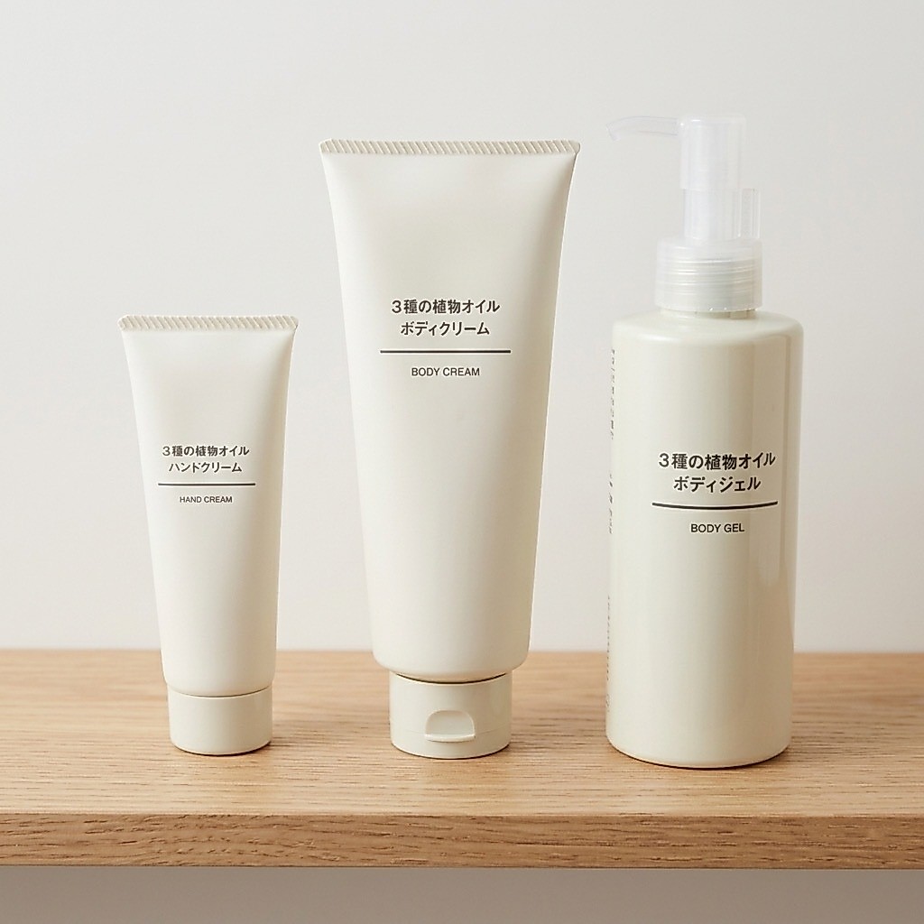 MUJI 3 Kinds of Plant Oil Hand Cream Body Cream Body Gel Moisturizing Hydrating No Synthetic Fragrance Added from Japan