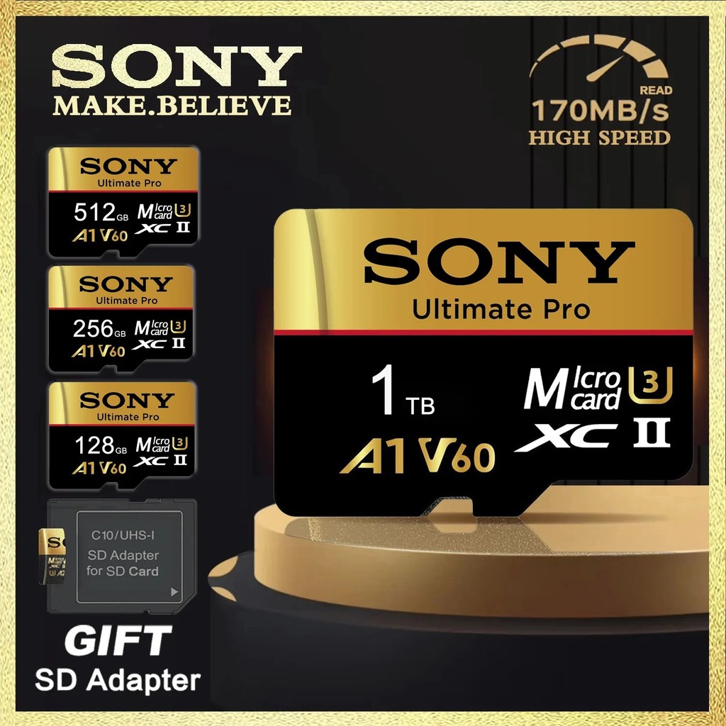 Cartão de Memória Flash de Alta Velocidade Sony 1TB Micro SD U3 V60 TF para Nintendo Switch