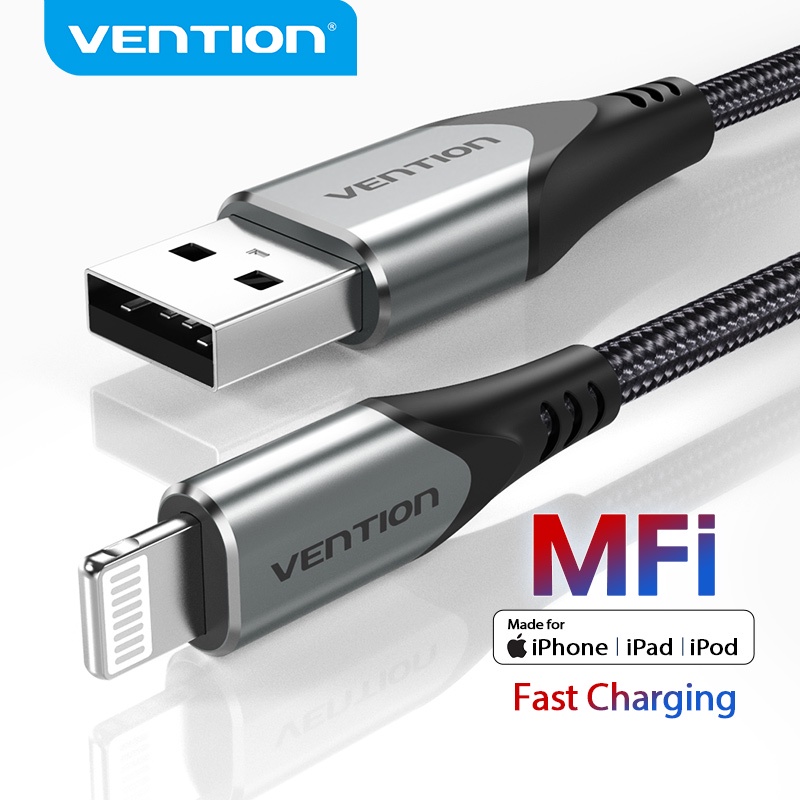 VENTION Cabo Relâmpago USB 2.0 Certificado MFi Carregamento Rápido 2.4A 480Mbps Para Telefone