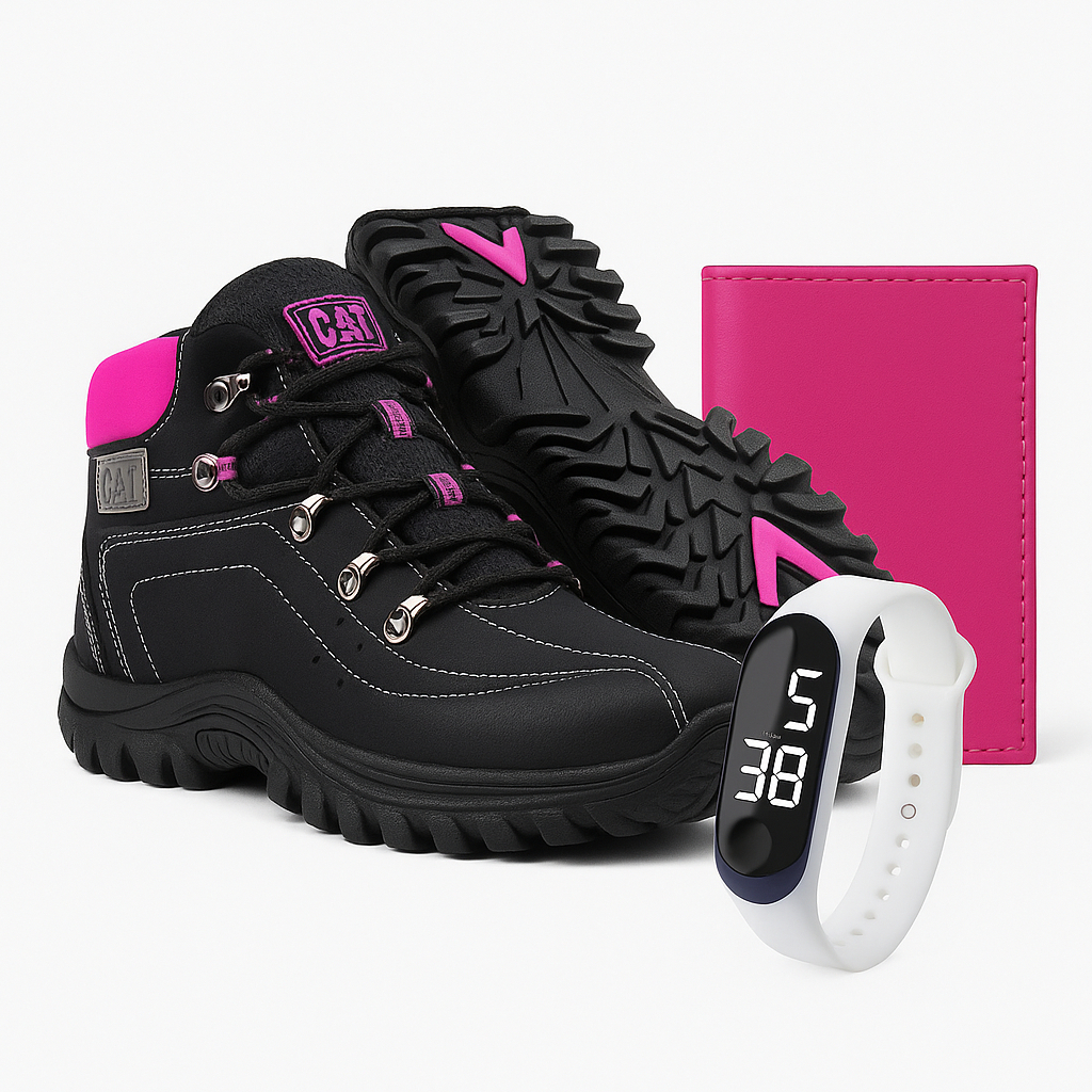 Bota Feminina Couro + Chaveiro CAT