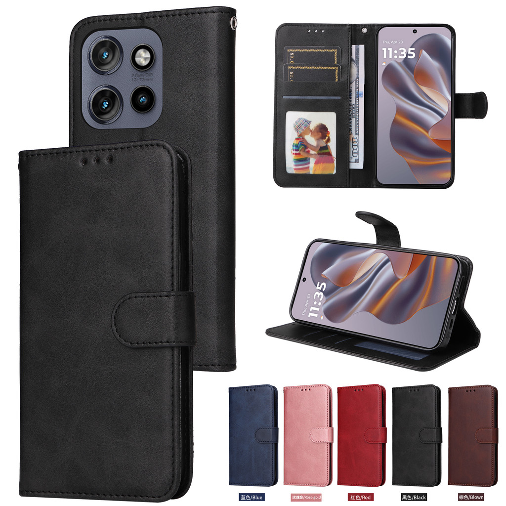 Adequado para MOTO Edge50 Neo 5G, S50 5G, Thinkphone25 Classic Calf Pattern Capa de couro Capa de telefone Flip Type Car