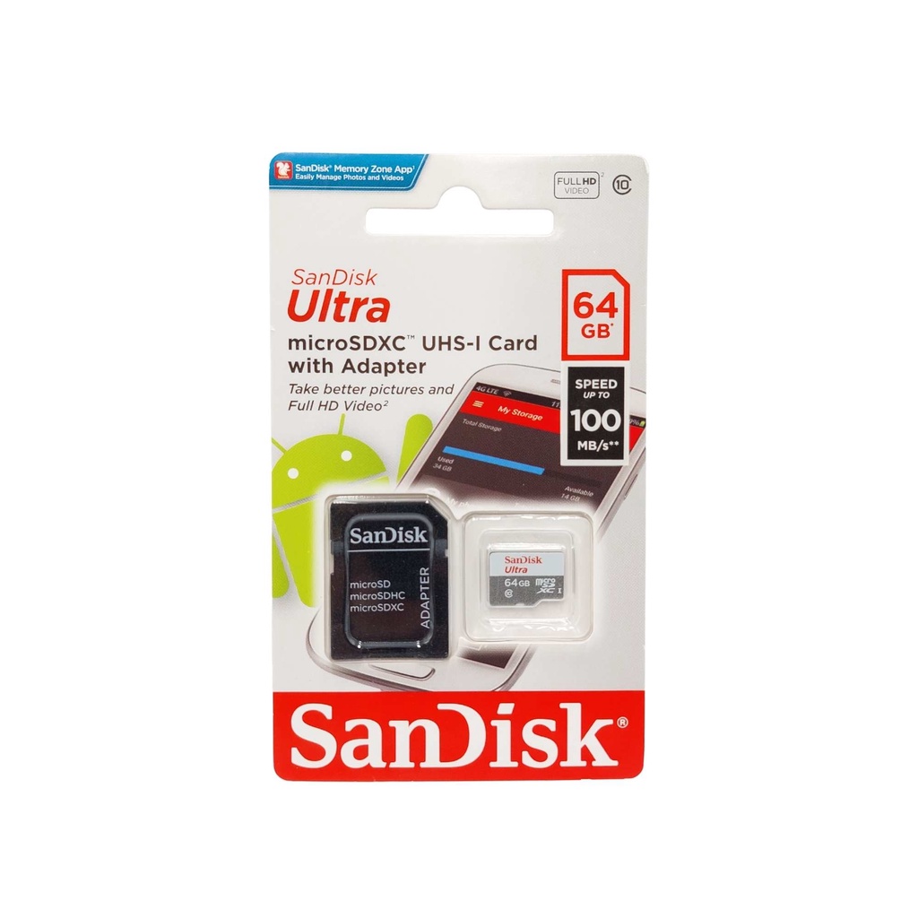 Cartão SanDisk Micro SD 64GB Speed 100 MB/s