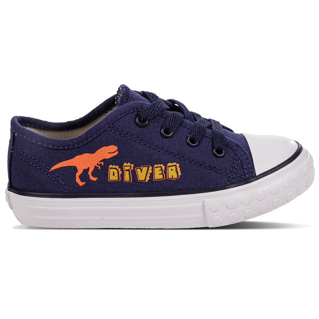 Tênis Infantil Dino T-Rex Canvas Star Cano Baixo Canvas Diversão Cadarço