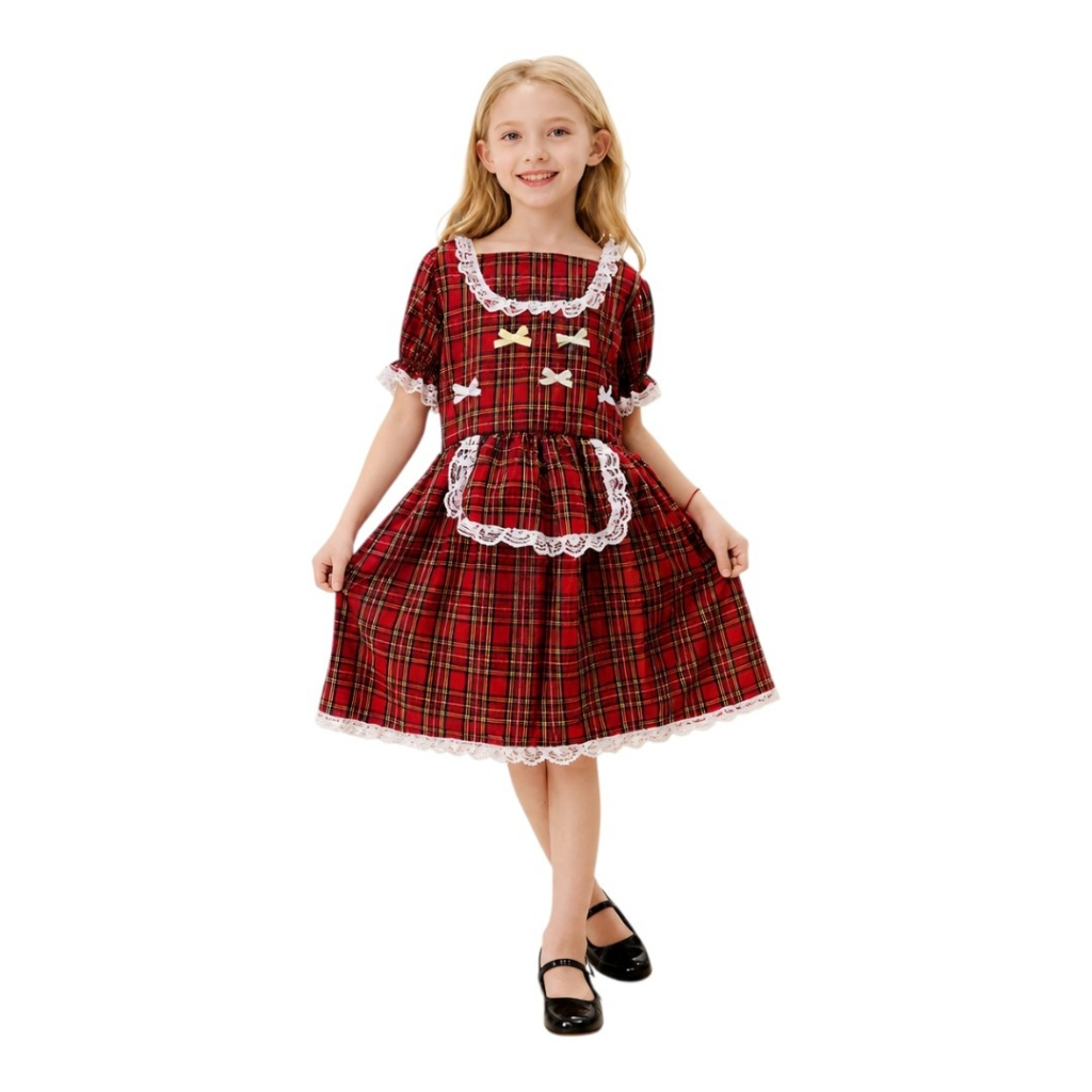 Vestido infantil Xadrez com Renda - Festa Junina